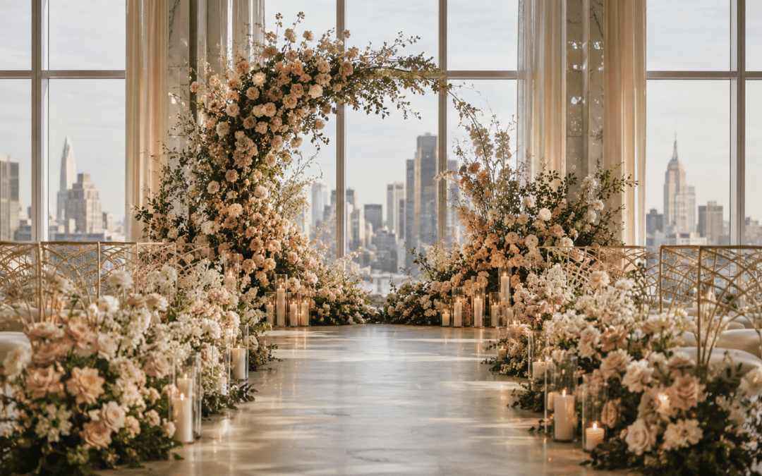 Statement wedding ceremony flowers in NYC