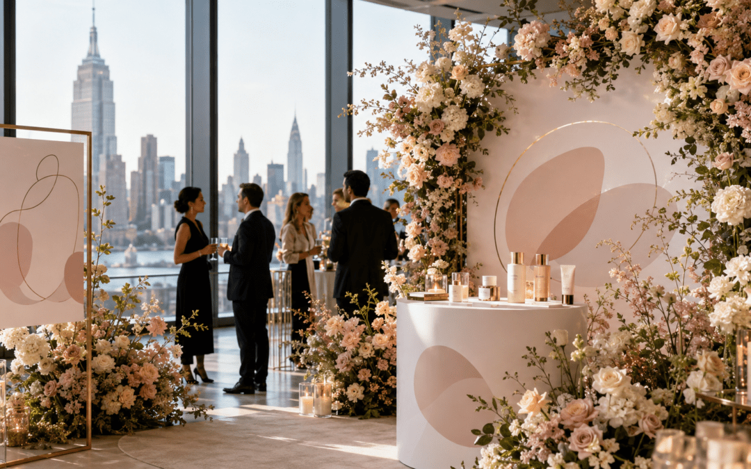 Brand activation flowers for a NYC corporate event