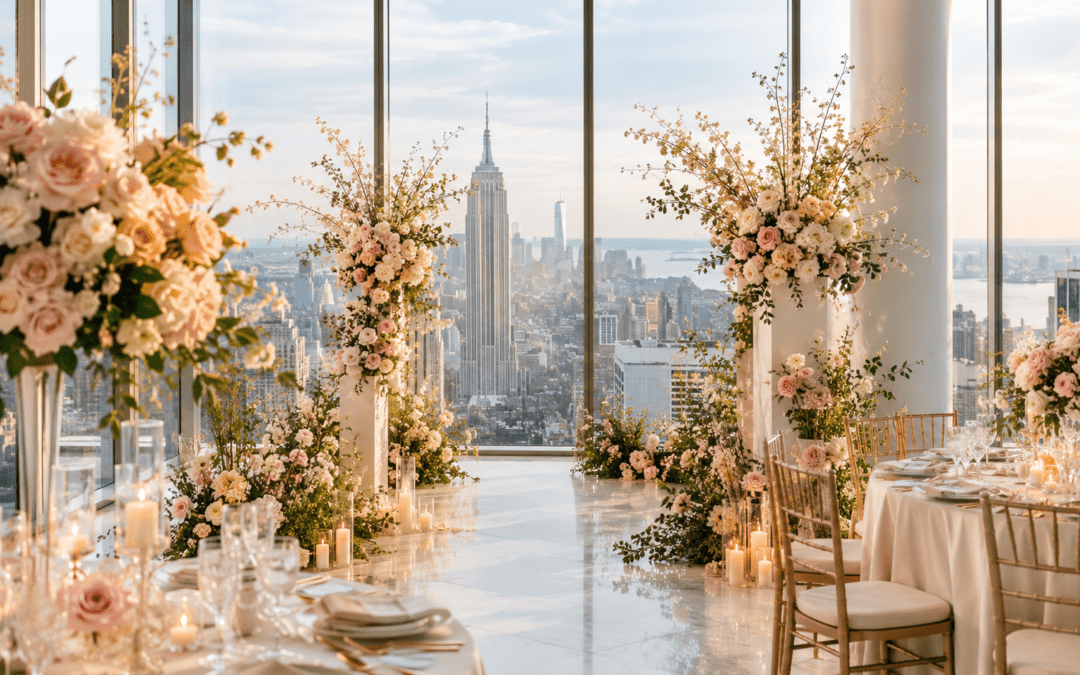 Wedding flowers designed for a New York venue style